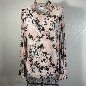 NWT Calvin Klein floral print sheer second skin long sleeve top size PM